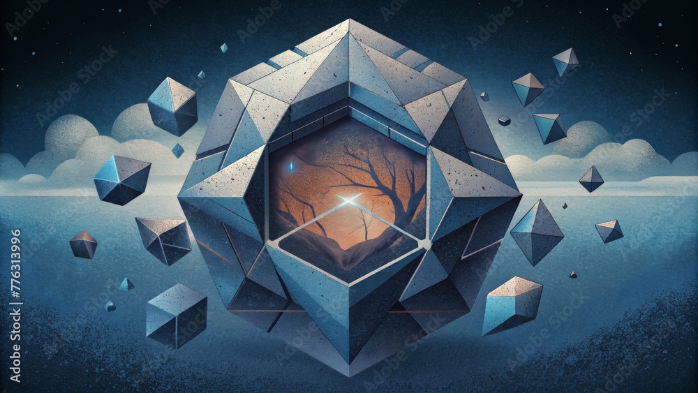 Poster A shattered reflection of reality with fragmented images and distorted perspectives representing the fragmentation of parallel dimensions.