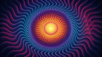 Illusory moiré waves radiating vibrant energy.