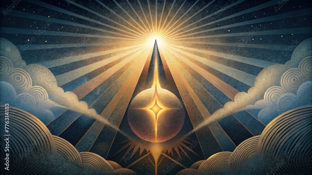Aufkleber A captivating display of light and shadow with rays creating intricate patterns and shapes.