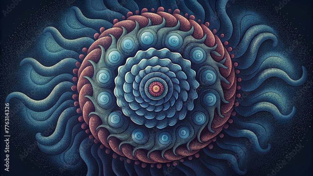 Aufkleber A mesmerizing spiral pattern of microscopic bacteria drawing the viewer in with its hypnotic energy.