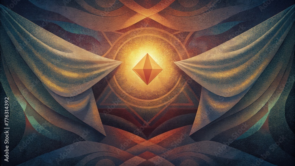 Poster The interplay of light and shadow on a textured tapestry creates a mesmerizing abstract effect.