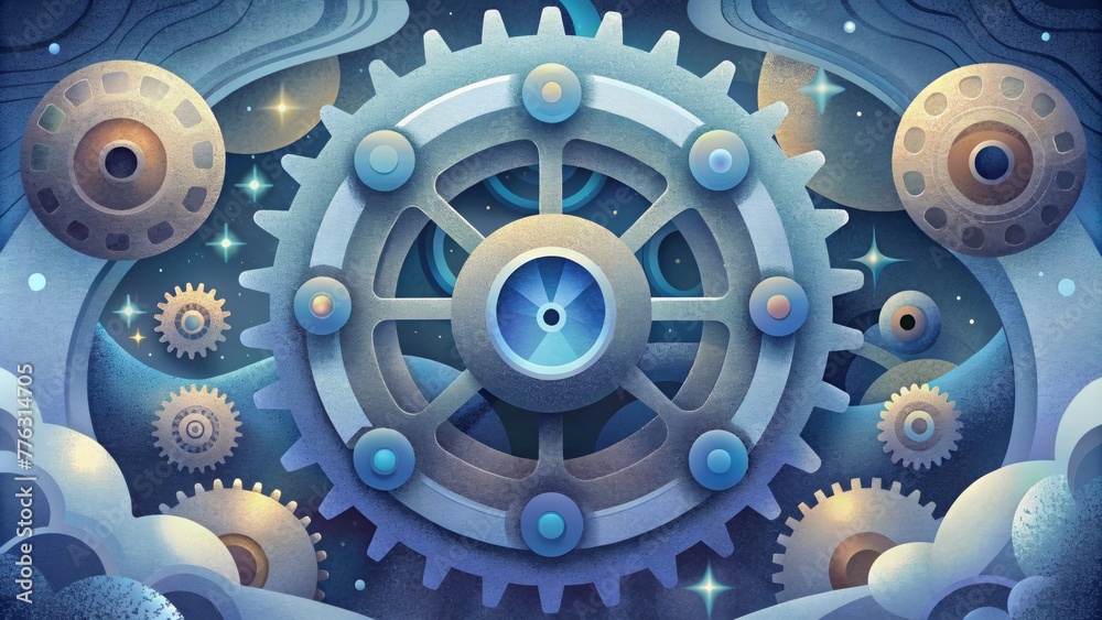 Leinwandbilder a digital interpretation of a complex system of gears creating a futuristic and industrial aesthetic