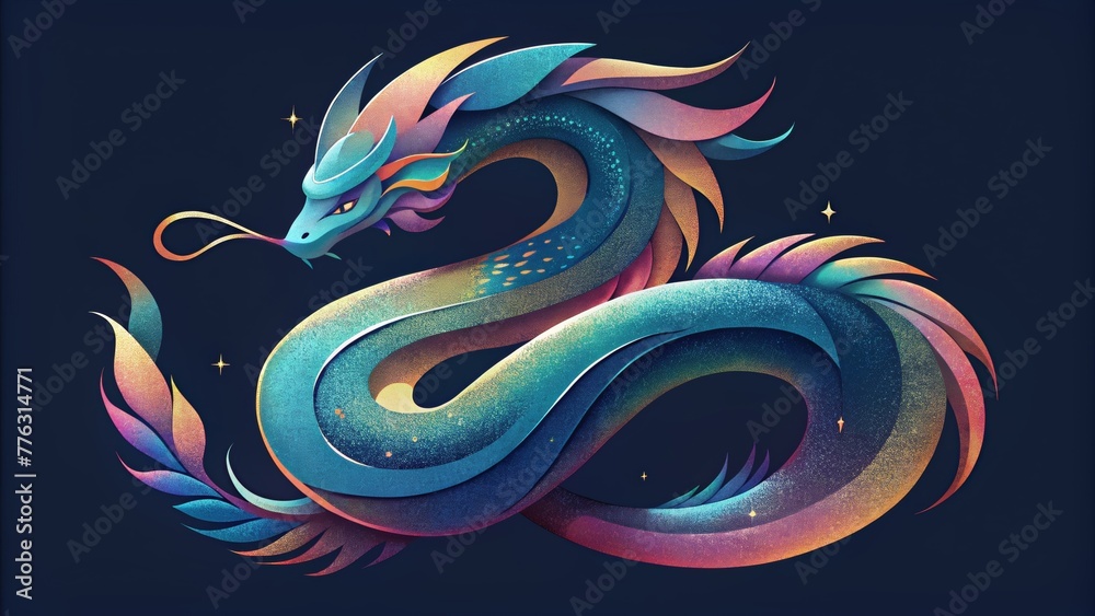 Poster a symphony of iridescent shades dancing across a canvas like the scales of a mythical dragon.