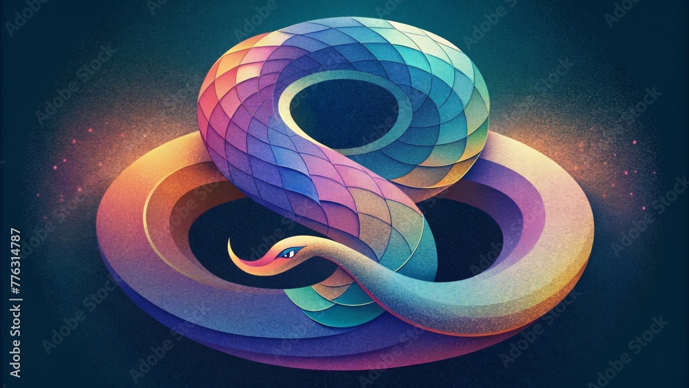 Poster A fluid abstract rendering of iridescent scales creating a sense of movement and depth.