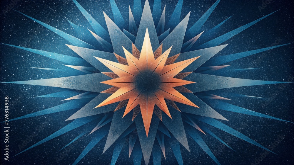Poster A burst of sharp jagged lines shooting out from a central point representing the infinite potential of angular momentum.