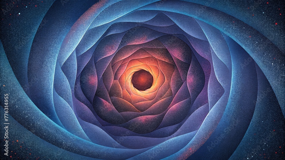 Poster A swirling vortex of angular forms evoking the feeling of being pulled into the gravitational pull of angular momentum.