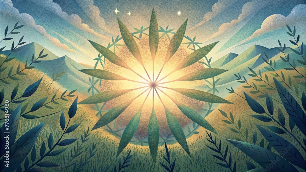 Aufkleber A kaleidoscope of light and shadows pulsating and shifting across a meadow as the gentle breeze rustles through the leaves.