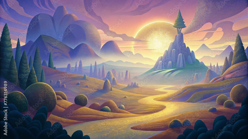Poster The interplay of light and shadow creates an otherworldly atmosphere as dappled light casts an enchanting spell over the landscape.