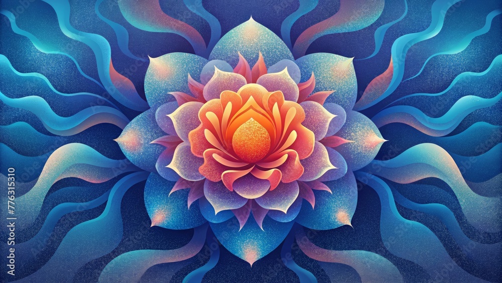 Poster a hypnotic mix of bold colors and fluid lines mimic the radiance and movement of a blossoming flower