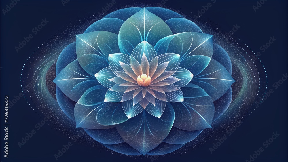 Poster a dance of delicate lines and curves radiate from a central point resembling the petals of a flower 