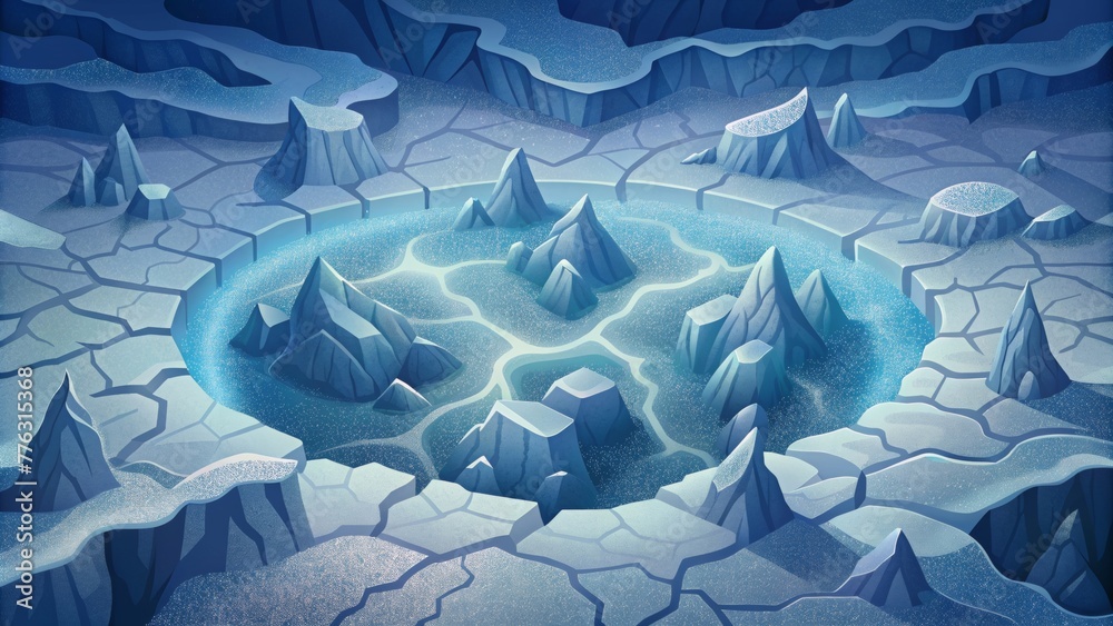Aufkleber Like a map of an unknown land the intricate patterns of frozen fractures span across the surface in a mesmerizing display.