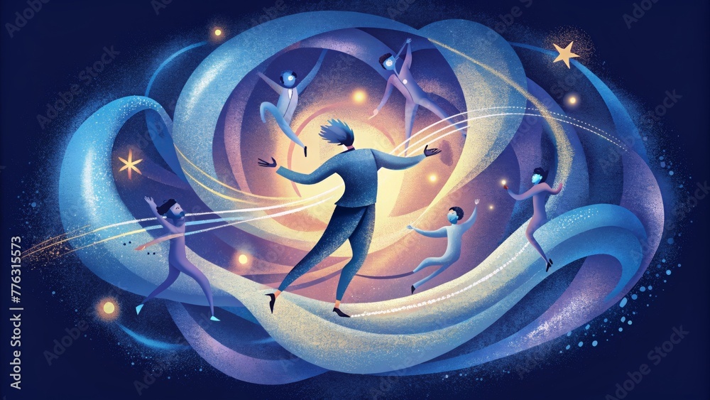 Poster a mesmerizing dance of symphonic notes swirling and twirling in perfect harmony.
