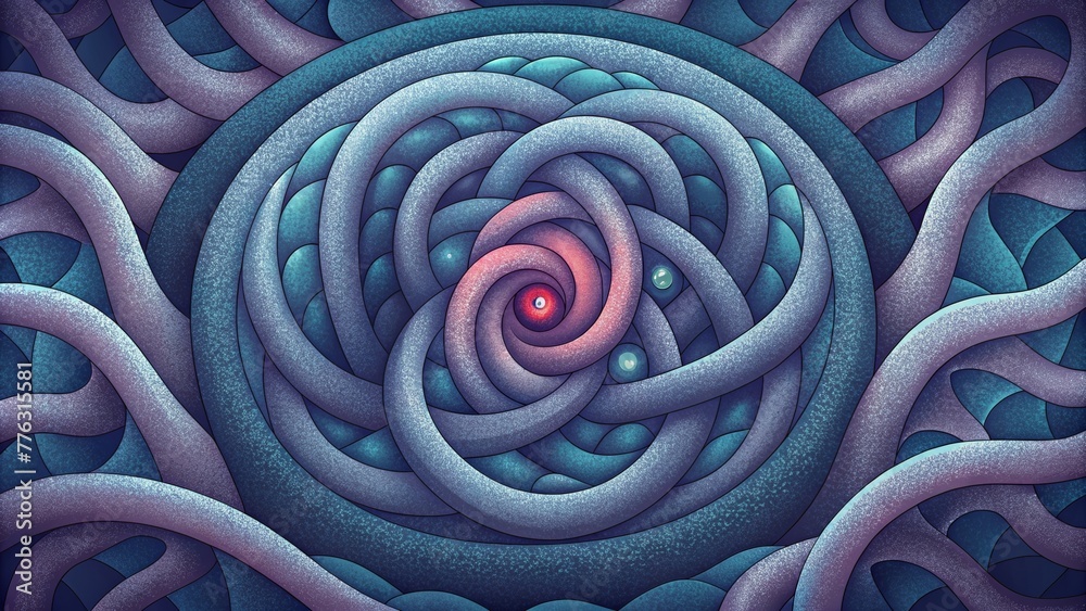 Fototapete A chaotic maze of swirling lines intersect and overlap creating a sense of controlled chaos reminiscent of the branching structure of arteries.