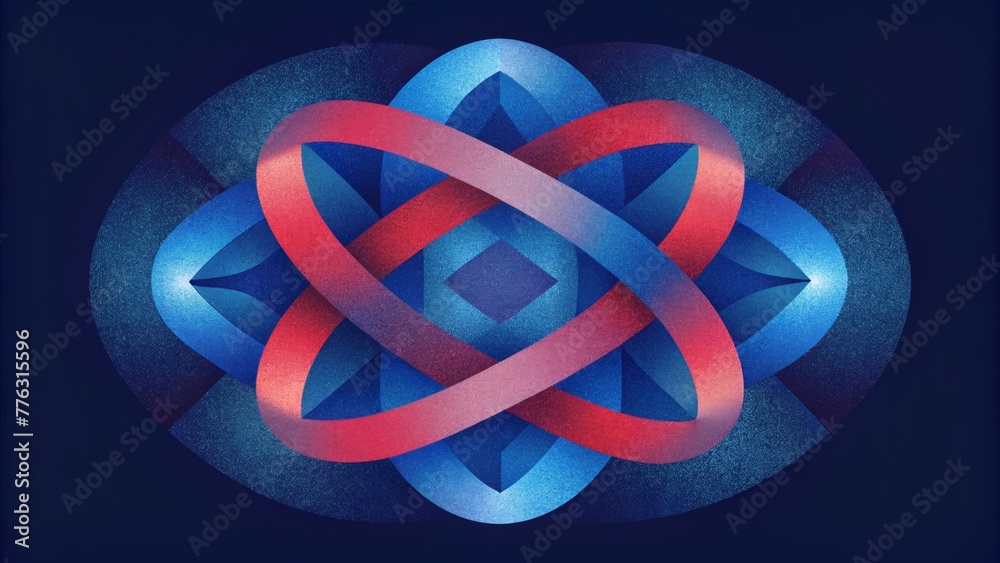 Poster Layers of overlapping geometric shapes in varying shades of red and blue symbolizing the interconnectedness of arteries within the body.