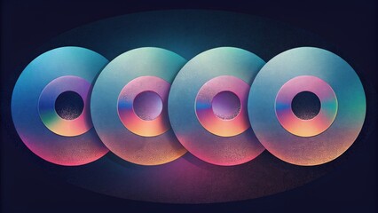 A neverending cycle of shimmering discs each one a vibrant hue.