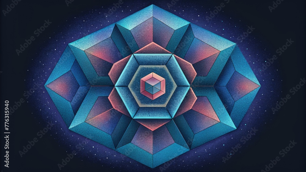 Poster A symphony of sixsided shapes alluring and captivating in their perfect repetition and harmonious color scheme.