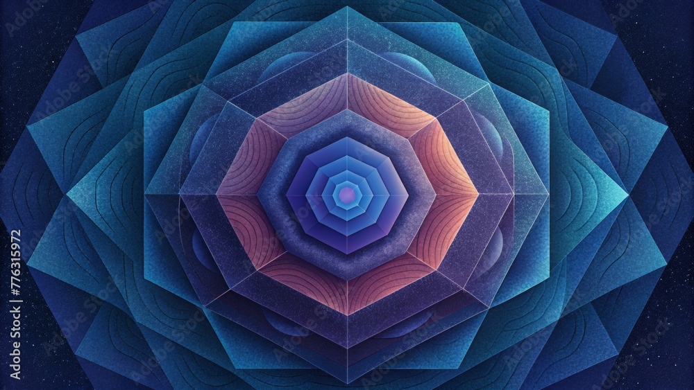 Poster A hypnotic display of geometric patterns as if gazing into the depths of a geode.