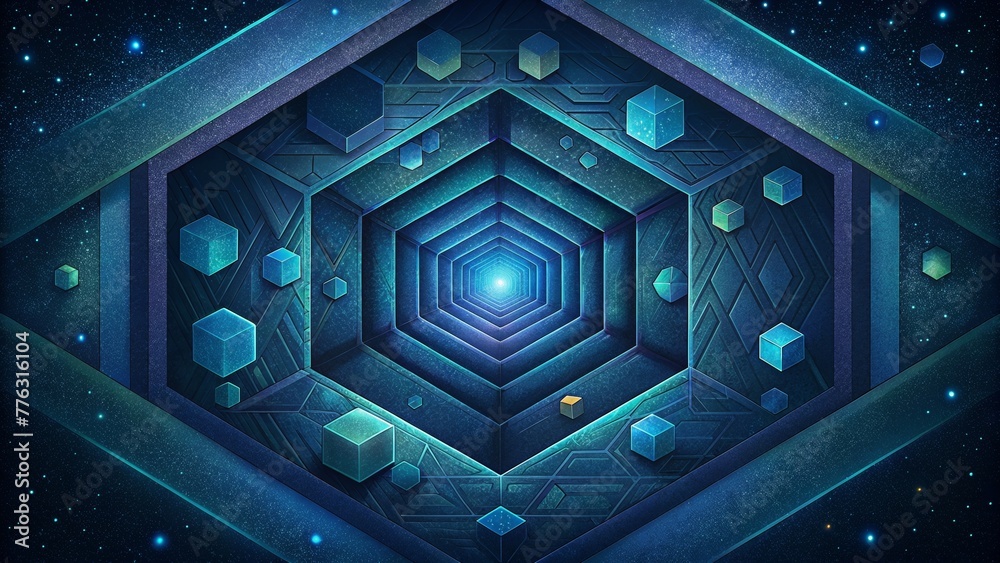 Poster a labyrinth of shimmering hexagons beckoning you deeper and deeper into its hypnotic depths.