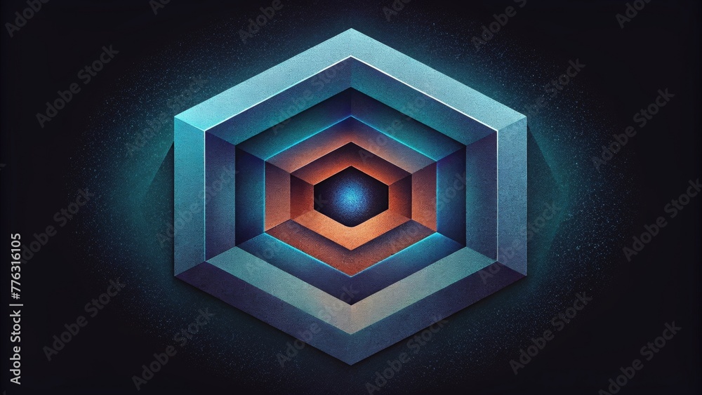 Aufkleber A mesmerizing optical illusion with hexagonal shapes seemingly floating and shifting on a deep black background.