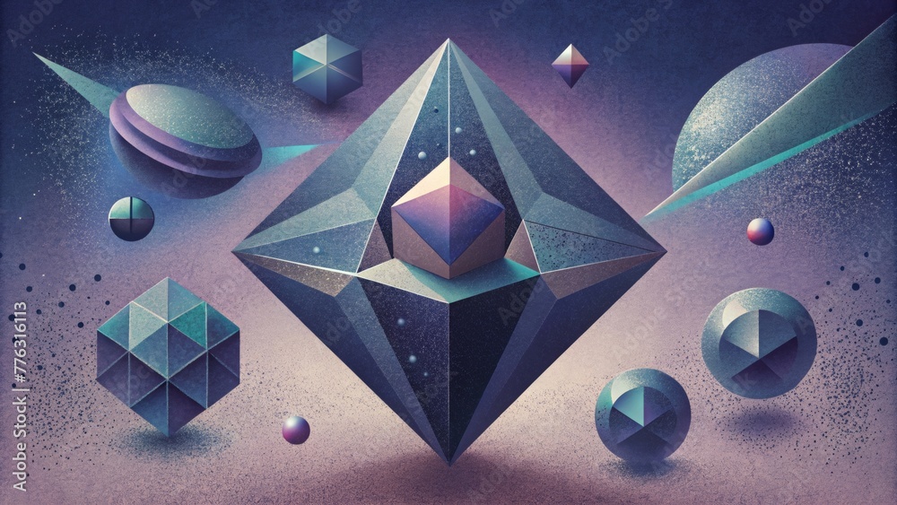 Aufkleber A succession of abstract planes and angles teasing the viewer with the secret geometry of geodes.