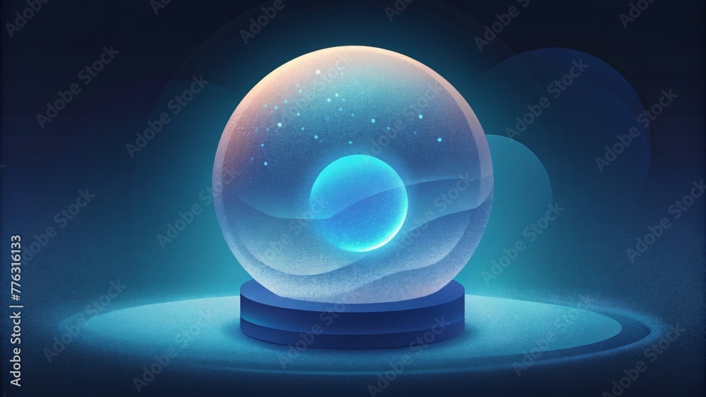 Poster the gentle glow of a crystal ball revealing hidden depths and mysteries within its clear surface.