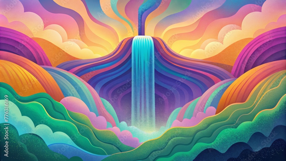 Poster A colorful waterfall of cascading shades blending and swirling in an abstract symphony.