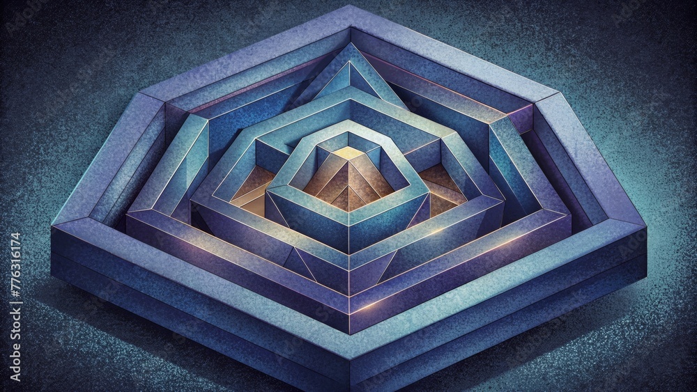 Poster A maze of intersecting lines and angles showcasing the complex geometry within a geode.