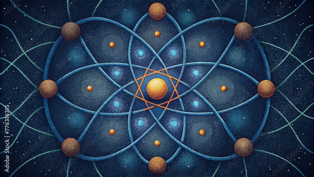 Poster A quilt of interconnected threads mirroring the entanglement and nonlocality of quantum particles.