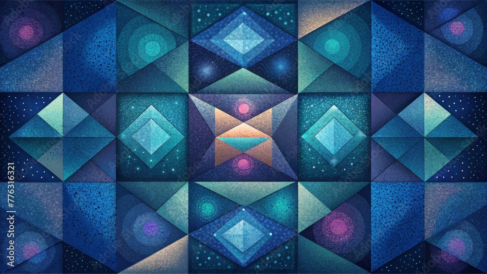 Aufkleber A patchwork of uncertainty with each fabric square representing a different probability in the quantum world.