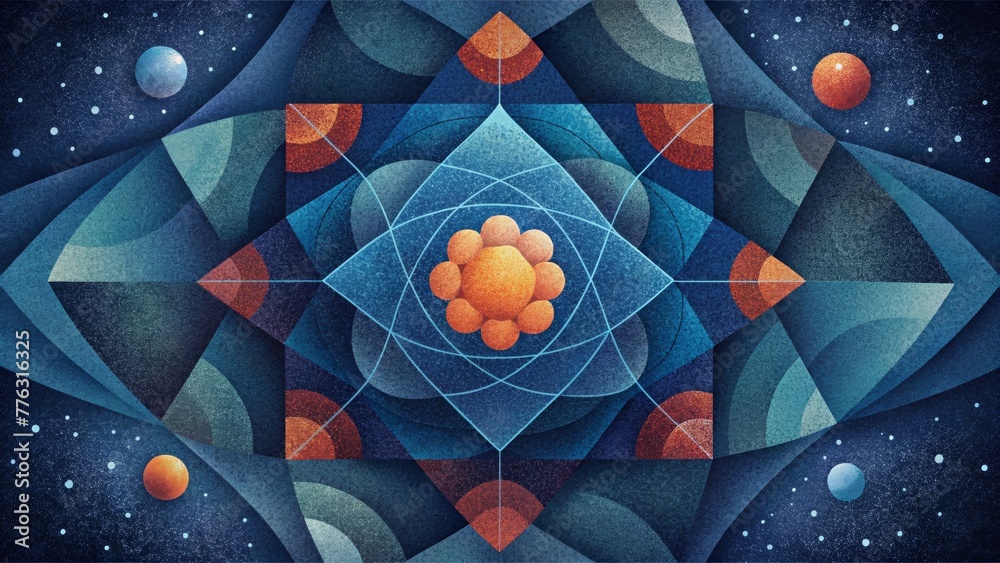Poster A quilt that defies traditional patterns and rules much like the enigmatic and paradoxical nature of quantum physics.