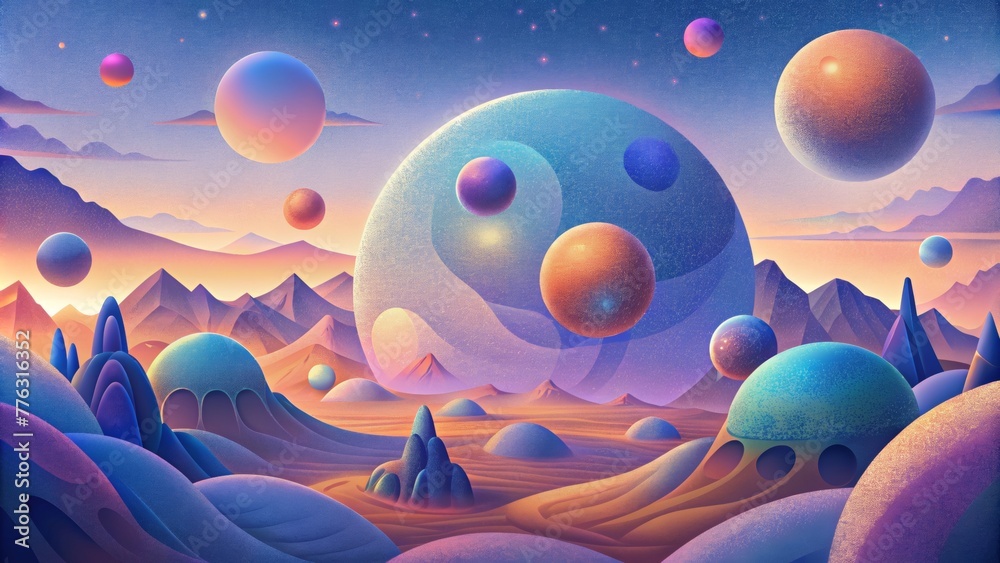 Poster A surreal dreamscape filled with floating orbs of color all shifting and blending in a surreal spectral dance.