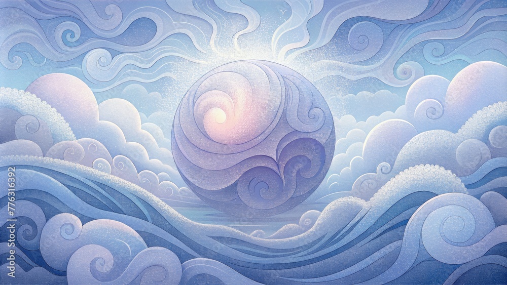 Fototapete a tranquil chaos of swirling patterns and soft misty colors capturing the intangible essence of ethe