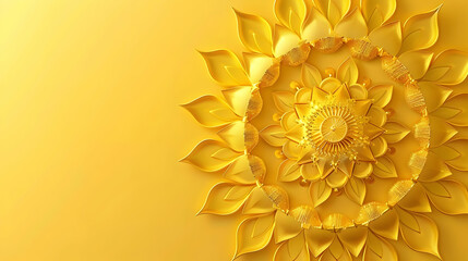 base for banner yellow mandala closeup with copy space