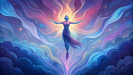 Ethereal energy captured in a moment frozen in a symphony of vibrant colors and graceful ethereal movements.