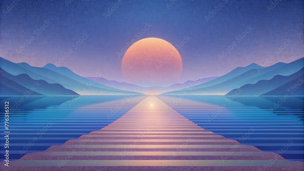 Poster A serene and tranquil scene of perfectly aligned horizontal lines creating a sense of peacefulness and stillness.