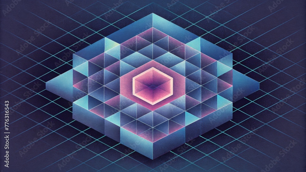 Aufkleber A glitchy grid of squares and lines pulsates and morphs creating a hypnotic and disorienting effect.