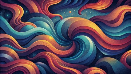 A mesmerizing array of bold retro waves intermingling and overlapping in a chaotic yet harmonious dance.