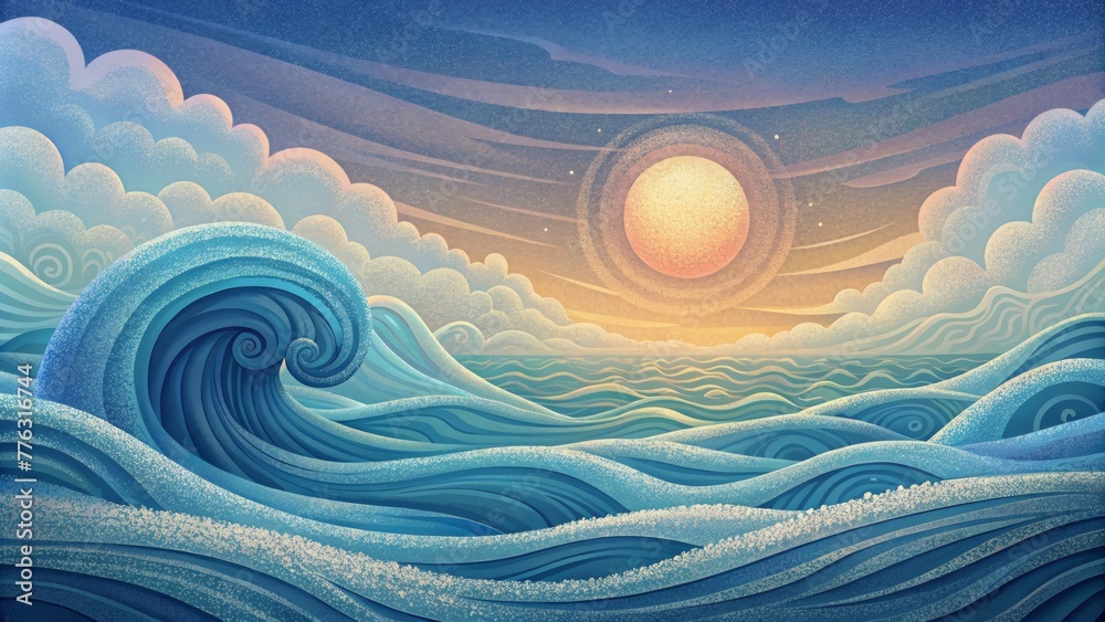 Poster a peaceful ocean of rolling currents rippling and undulating in a hypnotic rhythm.