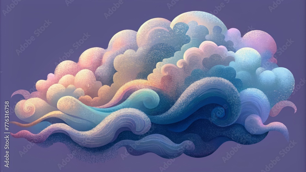 Leinwandbilder soft billowy clouds of hues blending and melding together in a graceful display of fluid dynamics.