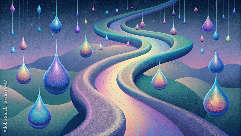 Leinwandbilder prismatic droplets cascading down leaving a trail of shimmering paths behind them.