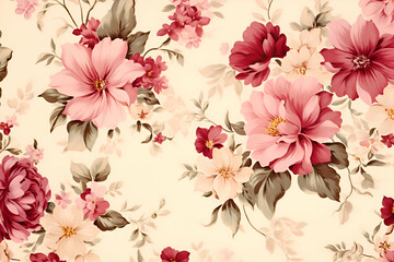 Seamless floral pattern. Vintage flowers on a light background.