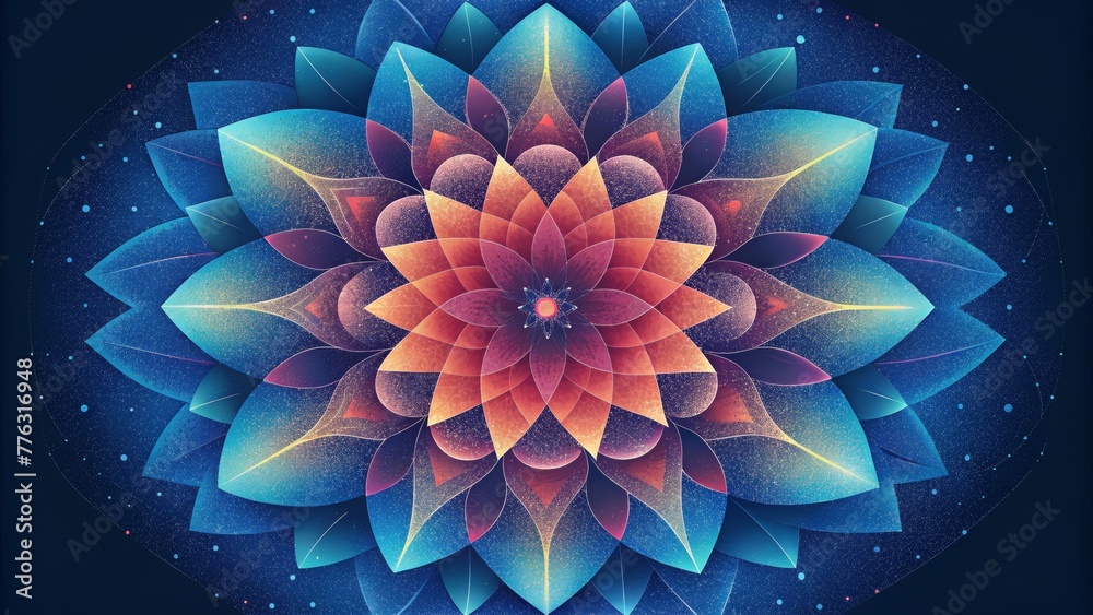 Aufkleber A symphony of shapes and colors collide creating a symmetrical and mesmerizing kaleidoscopic vision that captivates the senses.