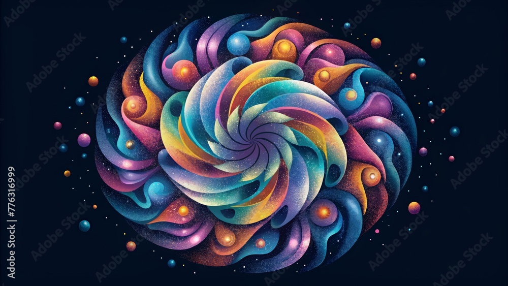 Poster A chaotic but harmonious fusion of  swirls in a chaotic explosion of colors and shapes.