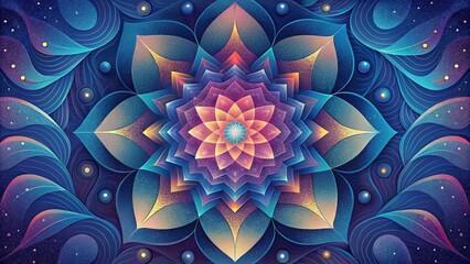 A neverending cascade of kaleidoscopic shapes and patterns reveal themselves creating a hypnotizing visual experience. - obrazy, fototapety, plakaty