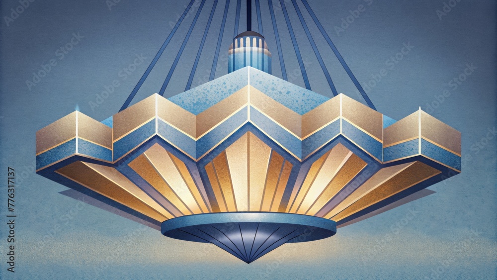Poster A statement chandelier featuring geometric patterns and metallic tones adding a touch of Art Deco elegance to any room.