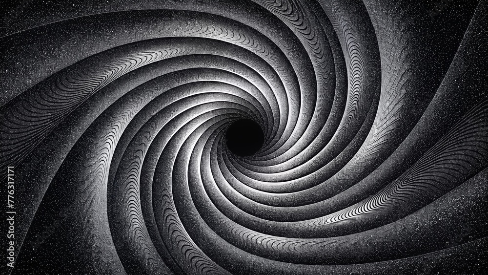 Poster A mesmerizing swirl of black and white lines creating a seemingly infinite vortex.