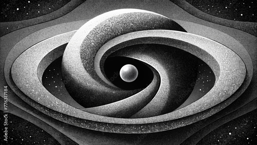 Aufkleber A simple black and white image that seems to twist and bend drawing the viewer into its depths.