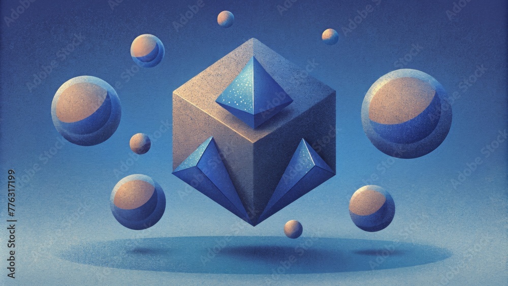 Leinwandbilder An illusion of floating objects brought to life through carefully p geometric shapes.