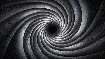 A mesmerizing swirl of black and white lines creating a seemingly infinite vortex.
