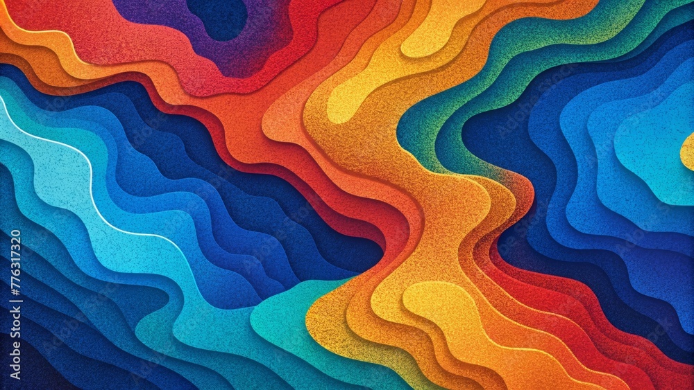 Aufkleber A bold and vibrant interpretation of topography with thick and defined lines in primary colors reminiscent of the layered and intricate